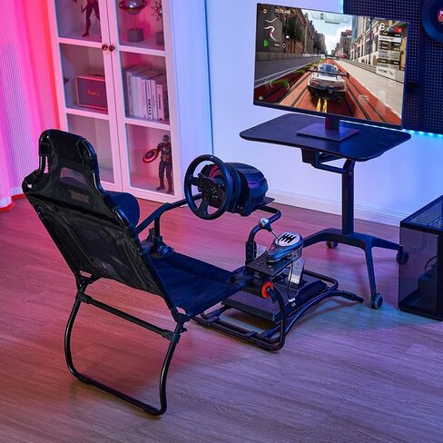 حامل عجلة السباق VEVOR قابل للطي من أجل Logitech G923/G920/G29، حامل عجلة القيادة وزاوية دواسة القدم قابلة للتعديل، محاكي قيادة فولاذي محمول قمرة القيادة-Thrustmaster T248P، GT/وضع الفورمولا حجم كبير in Saudi Arabia