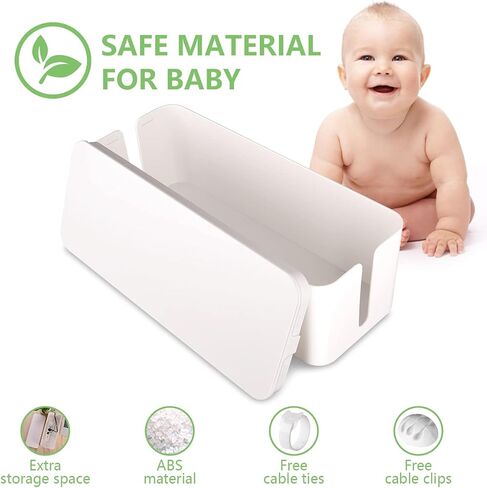 صندوق إدارة الكابلات، صندوق منظم سلك كبير لإخفاء شريط الطاقة وتحت المكتب، صندوق إخفاء منظم كابلات أسلاك الكمبيوتر مع مشابك كابلات وربطات كابل قابلة لإعادة الاستخدام للمنزل/المكتب (أسود) in Kuwait