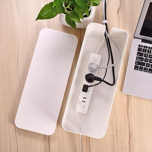 صندوق إدارة الكابلات، صندوق منظم سلك كبير لإخفاء شريط الطاقة وتحت المكتب، صندوق إخفاء منظم كابلات أسلاك الكمبيوتر مع مشابك كابلات وربطات كابل قابلة لإعادة الاستخدام للمنزل/المكتب (أسود) in Kuwait