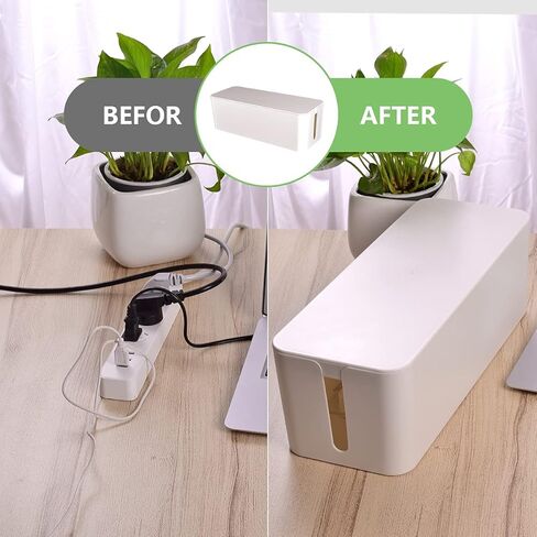 صندوق إدارة الكابلات، صندوق منظم سلك كبير لإخفاء شريط الطاقة وتحت المكتب، صندوق إخفاء منظم كابلات أسلاك الكمبيوتر مع مشابك كابلات وربطات كابل قابلة لإعادة الاستخدام للمنزل/المكتب (أسود) in Kuwait