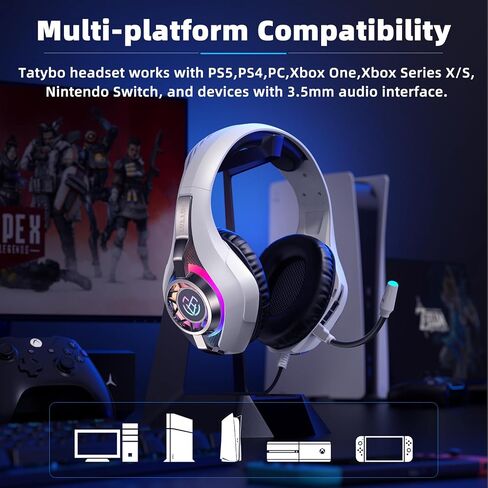 Gaming Headset for PC, Ps5, Switch, Mobile, Gaming Headphones for Nintendo with Noise Canceling Mic, Deep Bass Stereo Sound in Saudi Arabia