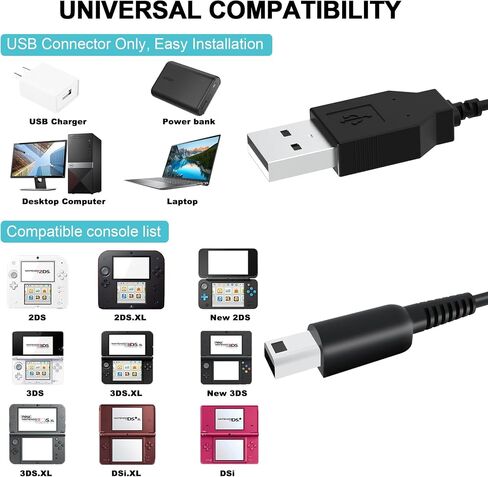 3DS USB Charger Cable Power Cord for New 3DS/New 3DS XL/3DS XL/3DS/New 2DS XL/New 2DS/2DS XL/2DS/ DSi/DSi XL (3.9ft/120cm) (1) in Saudi Arabia