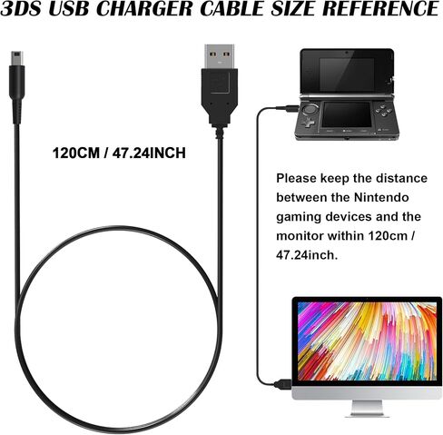 3DS USB Charger Cable Power Cord for New 3DS/New 3DS XL/3DS XL/3DS/New 2DS XL/New 2DS/2DS XL/2DS/ DSi/DSi XL (3.9ft/120cm) (1) in Saudi Arabia