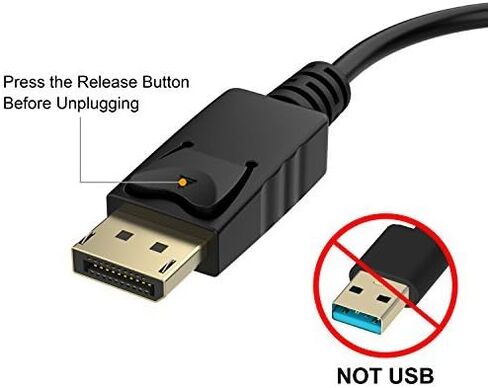 DisplayPort to VGA Adapter, Male to Female, Black | One-way from Display Port (DP) source (computer, desktop, laptop) to VGA display (monitor, projector, TV) in Kuwait