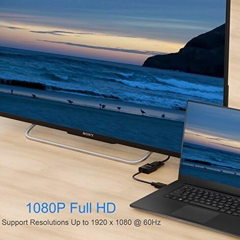 DisplayPort to VGA Adapter, Male to Female, Black | One-way from Display Port (DP) source (computer, desktop, laptop) to VGA display (monitor, projector, TV) in Kuwait
