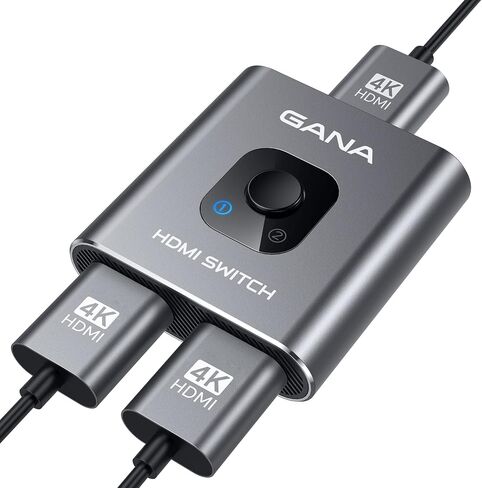 HDMI Switch 4k@60hz Splitter, GANA Aluminum Bidirectional HDMI Switcher 2 in 1 Out, Manual HDMI Hub Supports HD Compatible with Xbox PS5/4/3 Blu-Ray Player Fire Stick Roku in Saudi Arabia