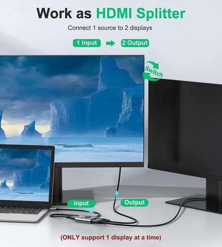 HDMI Switch 4k@60hz Splitter, GANA Aluminum Bidirectional HDMI Switcher 2 in 1 Out, Manual HDMI Hub Supports HD Compatible with Xbox PS5/4/3 Blu-Ray Player Fire Stick Roku in Saudi Arabia