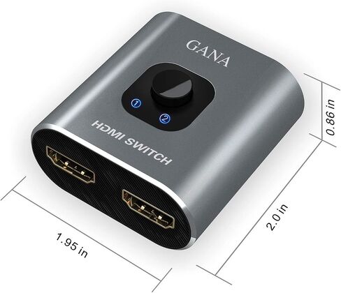 HDMI Switch 4k@60hz Splitter, GANA Aluminum Bidirectional HDMI Switcher 2 in 1 Out, Manual HDMI Hub Supports HD Compatible with Xbox PS5/4/3 Blu-Ray Player Fire Stick Roku in Saudi Arabia