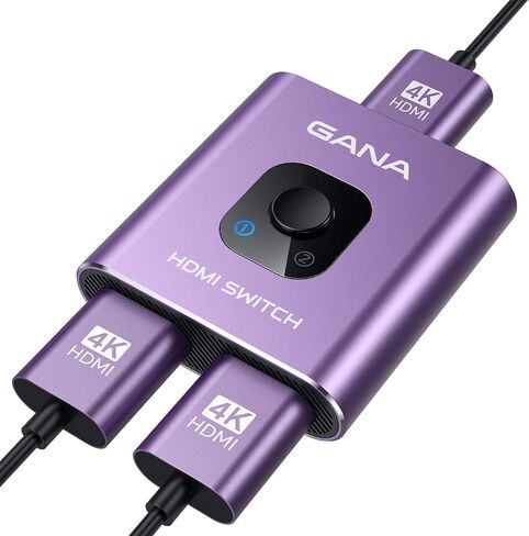 HDMI Switch 4k@60hz Splitter, GANA Aluminum Bidirectional HDMI Switcher 2 in 1 Out, Manual HDMI Hub Supports HD Compatible with Xbox PS5/4/3 Blu-Ray Player Fire Stick Roku in Saudi Arabia