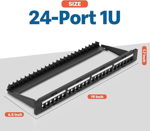 Everest 48 Port Keystone Patch Panel (4-Pack) - Removable 6-Port Panels - Use with Slim Profile Keystones ONLY (Wider Jacks May not fit Side by Side) - 16 Blank Keystone Jack Inserts Included in Kuwait