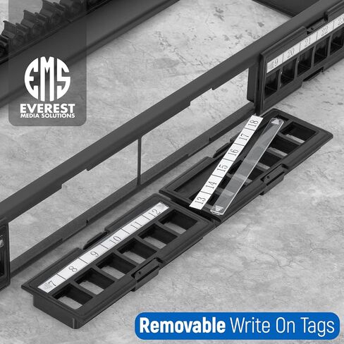 Everest 48 Port Keystone Patch Panel (4-Pack) - Removable 6-Port Panels - Use with Slim Profile Keystones ONLY (Wider Jacks May not fit Side by Side) - 16 Blank Keystone Jack Inserts Included in Kuwait