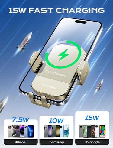 CHGeek Wireless Car Charger, 15W Fast Charging Auto Clamping Car Charger Phone Mount Phone Holder fit for iPhone 16 15 14 13 12 Pro Max 11 XR XS, Samsung Galaxy S24 Ultra S23 S22 S21, S20, S10+, Black in Saudi Arabia