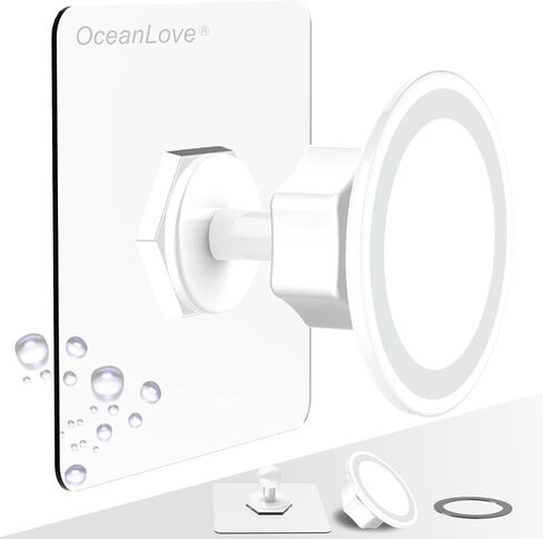 OCEANLOVE for MagSafe Wall Mount Magnetic Phone Holder, Self-Adhesive, Rotatable Ball, Waterproof, Compatible with iPhone 16/15/14/13/12 and All Phones, Shower Mirror Car Gym Bathroom Kitchen (Black) in Kuwait