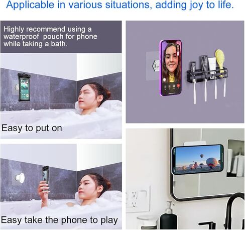 OCEANLOVE for MagSafe Wall Mount Magnetic Phone Holder, Self-Adhesive, Rotatable Ball, Waterproof, Compatible with iPhone 16/15/14/13/12 and All Phones, Shower Mirror Car Gym Bathroom Kitchen (Black) in Kuwait