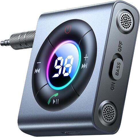 Bluetooth 5.4 Car Adapter [2024 Dual Mics Noise Cancelling] Bluetooth Aux Adapter for Car [HiFi Bass Sound & Easy Connection]Bluetooth Adapter Receiver for Car Music/Hands-Free Calls, 26H Battery Life in Saudi Arabia