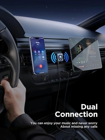 Bluetooth 5.4 Car Adapter [2024 Dual Mics Noise Cancelling] Bluetooth Aux Adapter for Car [HiFi Bass Sound & Easy Connection]Bluetooth Adapter Receiver for Car Music/Hands-Free Calls, 26H Battery Life in Saudi Arabia