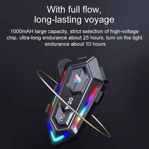 مكبرات صوت خوذة دراجة نارية من FEYA مع 16 نوعًا من أضواء RGB المبهرة وعمر بطارية عالية وسماعات رأس للدراجات النارية لتقليل الضوضاء المزدوجة/الإجابة التلقائية/التحكم في الموسيقى للمكالمات/الاستيقاظ Siri/IPX6 in Saudi Arabia