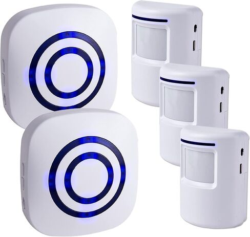 Seanme Motion Sensor Alarm, Wireless Driveway Alarm, Home Security Business Detect Alert with 4 Sensor and 1 Receiver,38 Chime Tunes - LED Indicators for Indoor Use in Kuwait