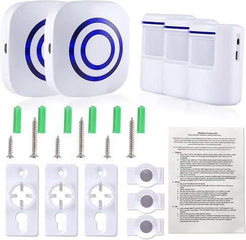 Seanme Motion Sensor Alarm, Wireless Driveway Alarm, Home Security Business Detect Alert with 4 Sensor and 1 Receiver,38 Chime Tunes - LED Indicators for Indoor Use in Kuwait