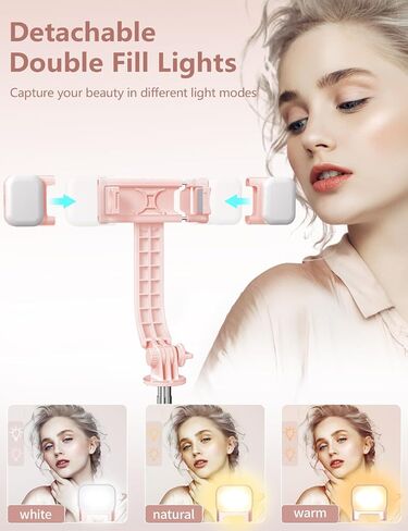Selfie Stick Tripod with Light, 45'' Selfie Stick with Wireless Remote, Portable Phone Tripod Compatible with iPhone 15 Pro Max/15/14 Pro/14/13, Samsung S22/ S23 Ultra/Android Smartphone in Kuwait