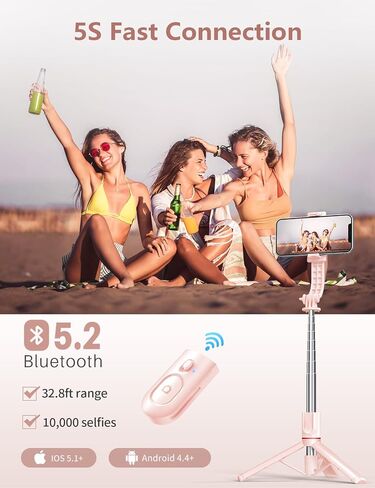 Selfie Stick Tripod with Light, 45'' Selfie Stick with Wireless Remote, Portable Phone Tripod Compatible with iPhone 15 Pro Max/15/14 Pro/14/13, Samsung S22/ S23 Ultra/Android Smartphone in Kuwait