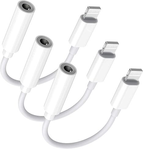 Lightning to 3.5 mm Headphone Jack Adapter, [Apple MFi Certified] 3 Pack iPhone 3.5mm Headphones/Earphones Aux Audio Dongle Adapter Compatible for 14 13 12 11 XS XR X 8 7, Support All iOS in Saudi Arabia
