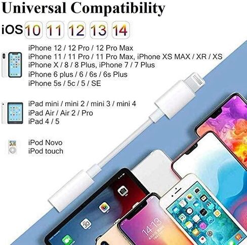 Lightning to 3.5 mm Headphone Jack Adapter, [Apple MFi Certified] 3 Pack iPhone 3.5mm Headphones/Earphones Aux Audio Dongle Adapter Compatible for 14 13 12 11 XS XR X 8 7, Support All iOS in Saudi Arabia