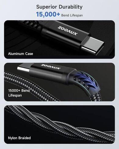 ZOOAUX USB C to 3.5mm Headphone and Charger Adapter,2 in 1 USB C to Aux Audio Jack with PD 60W Fast Charging Dongle Cable Cord for Galaxy S23/S22/S21/S20 Ultra, iPad Pro,Pixel(Black) in Kuwait