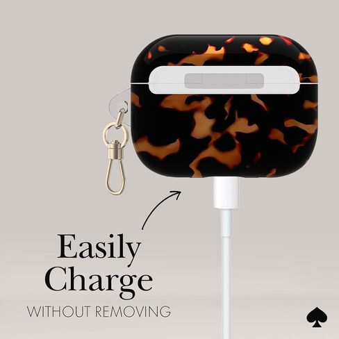 حافظة واقية لسماعات AirPods Pro من Kate Spade New york مع حلقة سلسلة مفاتيح - ظهر سلحفاة، متوافقة مع AirPods Pro الجيل الثاني / الأول in Saudi Arabia