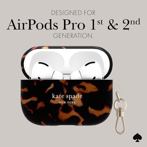 حافظة واقية لسماعات AirPods Pro من Kate Spade New york مع حلقة سلسلة مفاتيح - ظهر سلحفاة، متوافقة مع AirPods Pro الجيل الثاني / الأول in Saudi Arabia