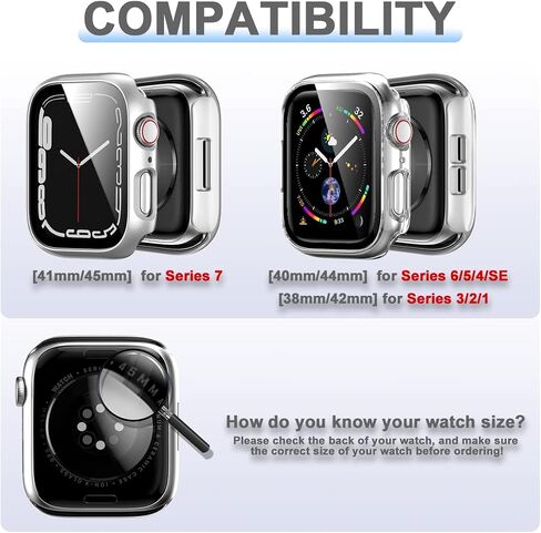 6 Pack Hard PC Case with Tempered Glass Screen Protector 44mm for Apple Watch SE(2nd) Series 6/SE/5/4, Rontion Ultra-Thin Scratch Resistant Full Protective Bumper Cover for iWatch 44mm Accessories in Saudi Arabia