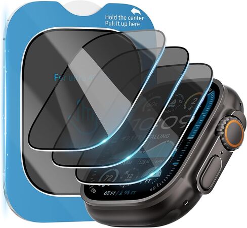 3 Pack Screen Protector Compatible with Apple Watch Ultra 2 Screen Protector 49mm,Tempered Glass Waterproof HD Film with Auto-alignment Installation for iWatch Ultra Screen Protector 49 mm Ultra2 in Kuwait