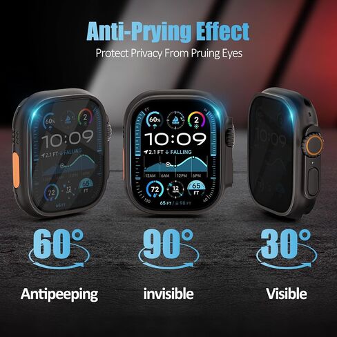 3 Pack Screen Protector Compatible with Apple Watch Ultra 2 Screen Protector 49mm,Tempered Glass Waterproof HD Film with Auto-alignment Installation for iWatch Ultra Screen Protector 49 mm Ultra2 in Kuwait