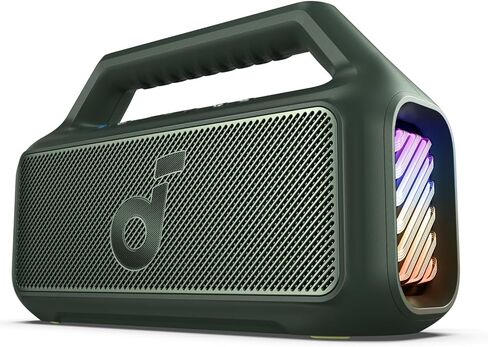 soundcore Boom 2 By Anker, Outdoor Speaker, 80W, Subwoofer, BassUp 2.0, 24H Playtime, IPX7 Waterproof, Floatable, RGB Lights, USB-C, Custom EQ, Bluetooth 5.3, Portable for Camping, Beach, and Backyard in Kuwait