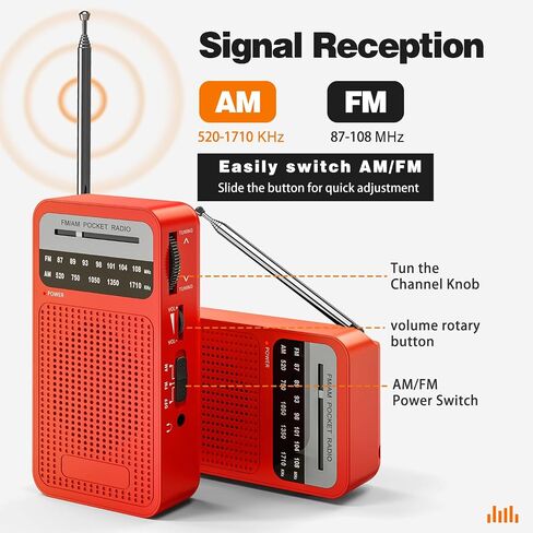 Goodes Portable Radio AM FM, Transistor Radio with Best Reception | Battery Operated Radios with Loud Speaker, Headphone Jack for Indoor, Outdoor and Emergency Use-Black in Saudi Arabia