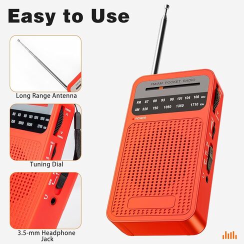Goodes Portable Radio AM FM, Transistor Radio with Best Reception | Battery Operated Radios with Loud Speaker, Headphone Jack for Indoor, Outdoor and Emergency Use-Black in Saudi Arabia