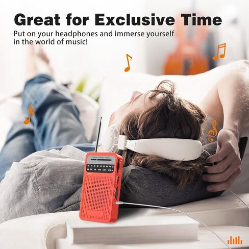 Goodes Portable Radio AM FM, Transistor Radio with Best Reception | Battery Operated Radios with Loud Speaker, Headphone Jack for Indoor, Outdoor and Emergency Use-Black in Saudi Arabia