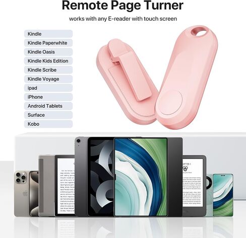 RF Remote Control Page Turner for Kindle Paperwhite Oasis eReaders Kobo,Camera Video Recording Remote Triggers, Page Turner for ipad Tablets Reading Novels Comics (Pink) in Saudi Arabia
