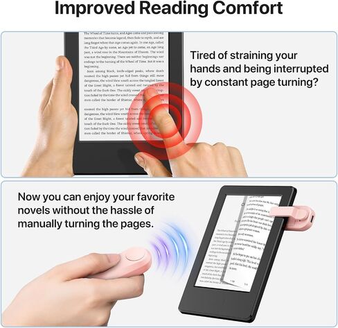 RF Remote Control Page Turner for Kindle Paperwhite Oasis eReaders Kobo,Camera Video Recording Remote Triggers, Page Turner for ipad Tablets Reading Novels Comics (Pink) in Saudi Arabia