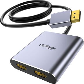 Displayport to Dual HDMI Adapter, 4K 60Hz Display Port to HDMI Splitter for Dual Monitors Extended Display, DP 1.2 to 2 HDMI Monitor for Computer Laptop Graphic Card, MST Extend Mode for Windows Only