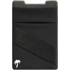 LIFESTYLE DESIGNS The StickyWallet – Premium Spandex Stick-on Phone Wallet Card Holder for any Case – Unique Double Pocket Design + Finger Strap (1 Pack)