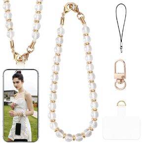 Beaded Phone Charm Strap Phone Wrist Strap Handmade Cellphone Lanyard with Tether Tab Wristlet Bracelet Phone Chain Strap