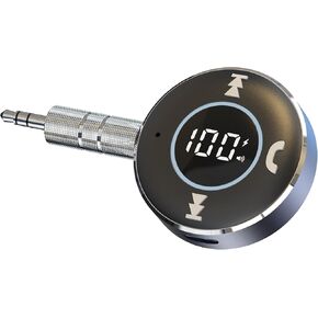 LAICOMEIN Bluetooth Receiver for Car, Bluetooth 5.3 AUX Adapter with LED Battery Display and Ambient Light, Wireless Audio Receiver for Car/Home Stereo/Speaker/Wired Headphones (Silver)
