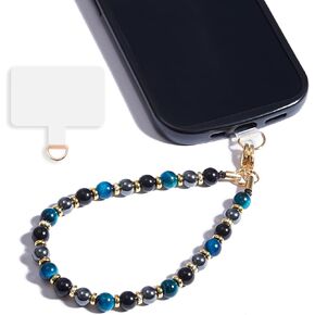 Marble Beaded iPhone Wrist Strap,Detachable Phone Bracelet Strap with Tether Tab,Hands-Free Phone Wristlet Strap (Rose Quartz)