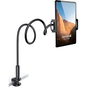 Lamicall Gooseneck Tablet Mount Holder for Bed - Flexible Tablet Arm Clamp for Bed Compatible with Pad Mini 7.9, Air 9.7, Pro 10.5, Kindle, Switch, Galaxy Tabs, More 4.7-11" Device - Black