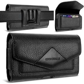 Leather Cell Phone Holster Belt Loop Phone Belt Holder for Men Carrying Phone Pouches Wallet Black for iPhone 14 13 12 1114Pro 13Pro 12 Pro Samsung Motorola (Holster for 1 Phone)