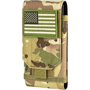 حافظة غطاء هاتف IronSeals التكتيكية Molle، حقيبة حافظة بحزام عالي التحمل مع رقعة علم لهاتف iPhone 16 Pro Max/16 Plus/16 Pro/16/15 Pro Max/14 Pro Max/13 Pro Max/12 Pro Max، لهاتف Galaxy S24 Ultra