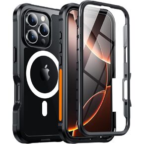 Red2Fire Designed for iPhone 16 Pro Max Case,[Built-in 9H Tempered Glass Screen Protector][Compatible with Magsafe][Full Body Shockproof][Heavy Duty Protection] Phone Case for iPhone 16 Pro Max 6.9"