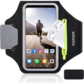 GUZACK Running Armband for iPhone 16 Pro 15 14 13 12 11 Pro Max/Plus/XR/XS, Galaxy S24/S23/S22/S21, with Card Slot & Key Pockets, Sports Arm Bands Cell Phone Holder Fit Up to 6.9 Inches Phone