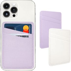 Limvory Phone Wallet Stick On, Leather Phone Card Holder | Credit Card Holder for Phone Case Compatible with iPhone, Samsung and Android - White, Blue in Saudi Arabia